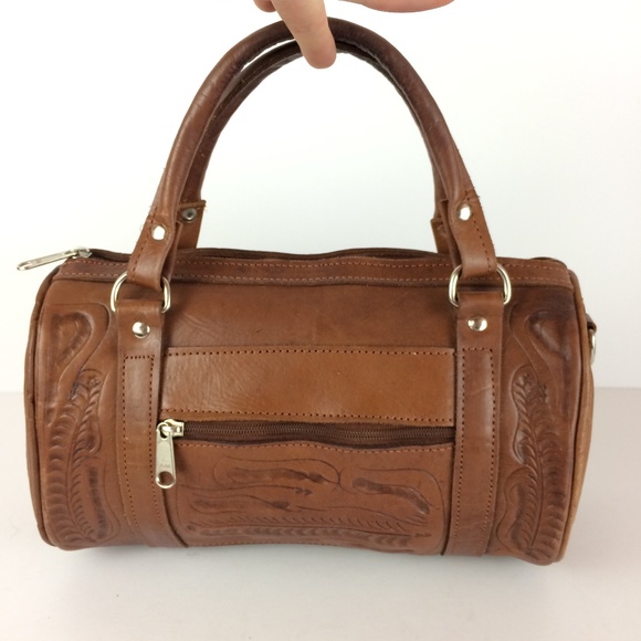 Force Ten Handbags - Force Ten Classic Hand Tooled Leather Mini Satchel
